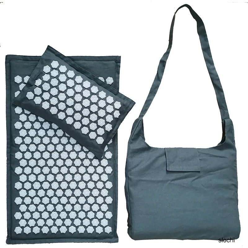 Nature Linen Coconut Palm Acupressure Yoga Mat – Lotus Spike Mat with Bag & Pillow Cushion (74x44cm)
