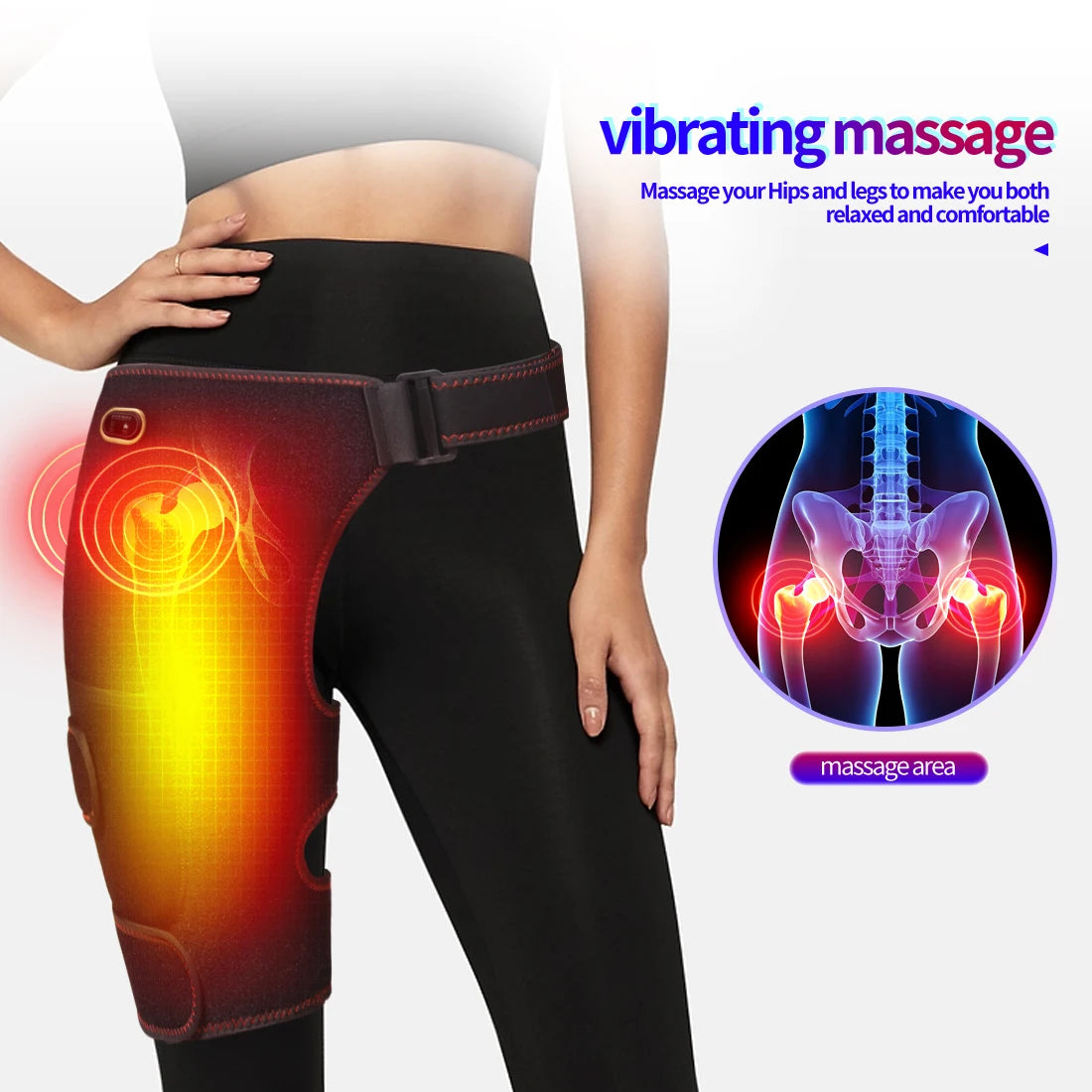 Full-Wrap Hip Heating Massager Brace – Sciatica & Buttock Relief, USB