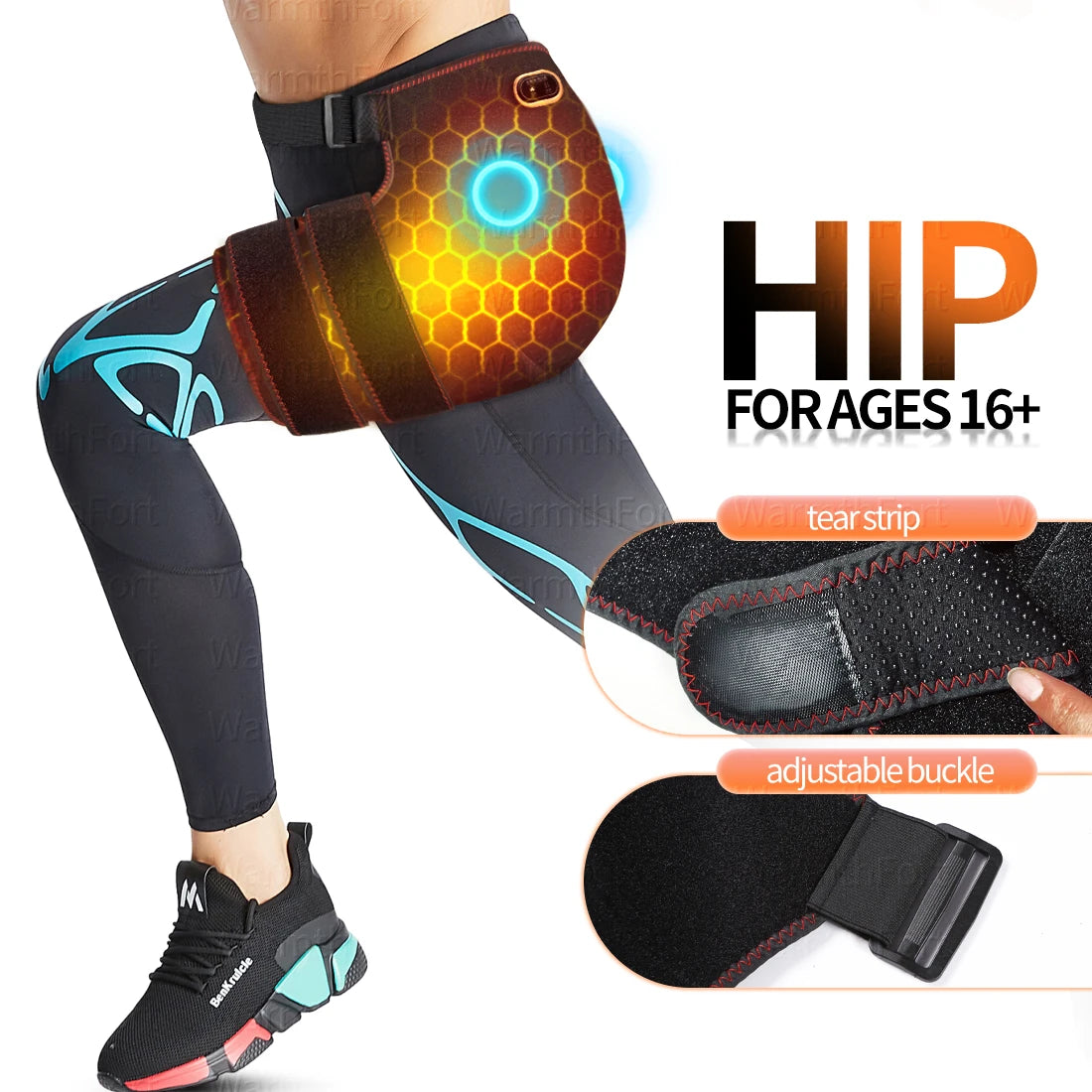 Full-Wrap Hip Heating Massager Brace – Sciatica & Buttock Relief, USB