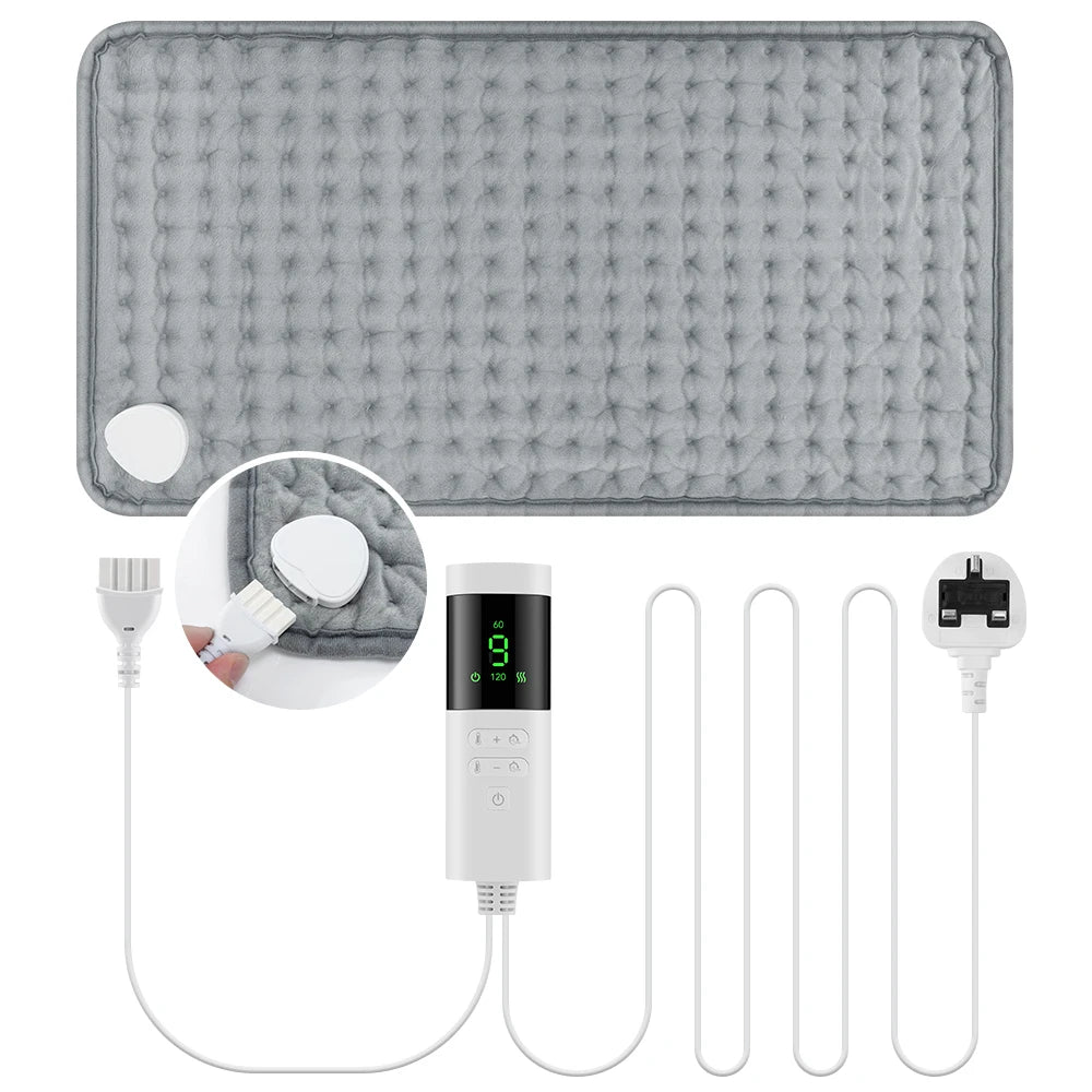 Electric Heating Pad 30x60cm – 9 Heat Levels & 4 Timers