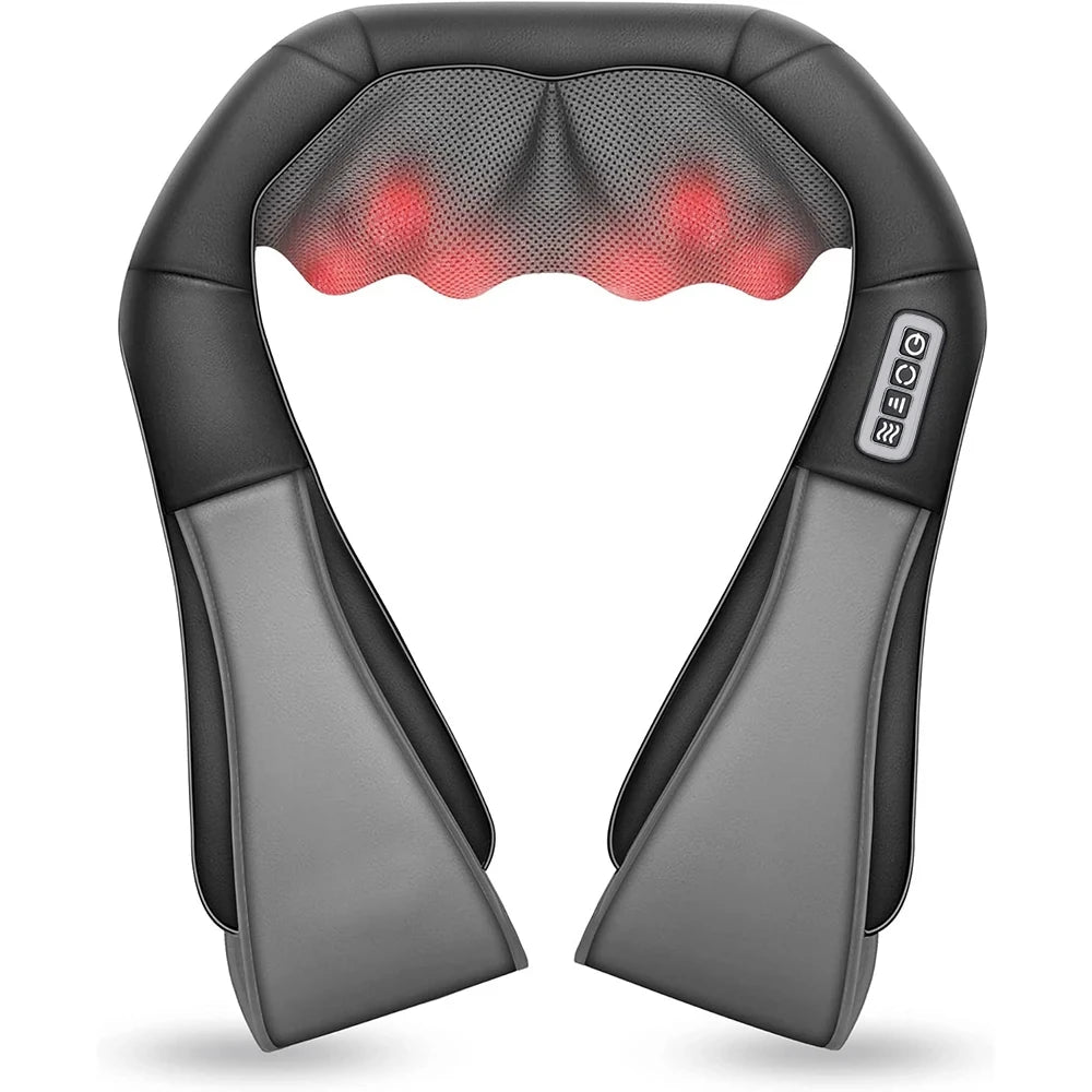 Shiatsu Heated Neck & Shoulder Massager Pillow – Deep Kneading Electric Body Massage
