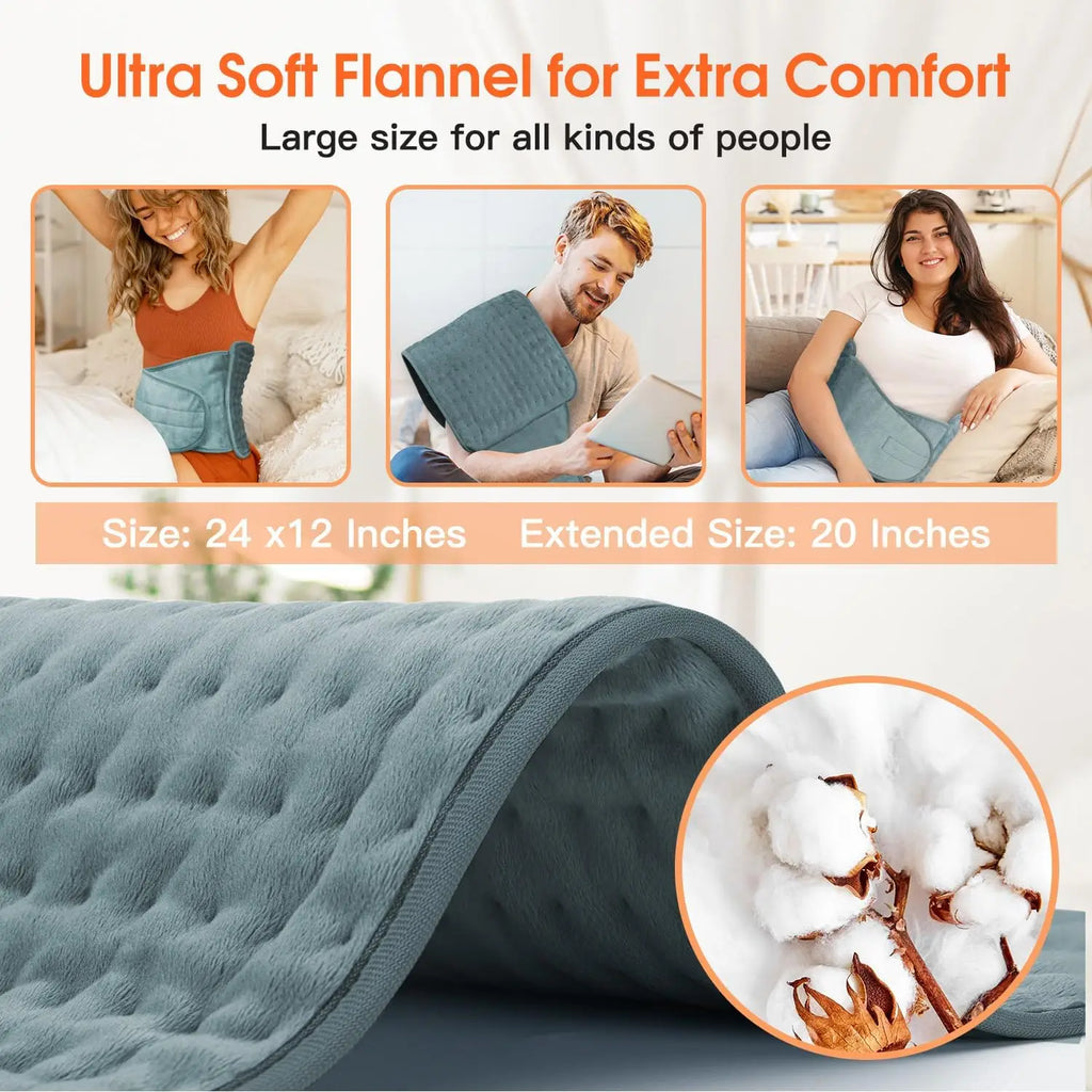 Electric Heating Waist Pad – 6 Heating Settings & 4 Auto-Off Timers for Back Pain Relief