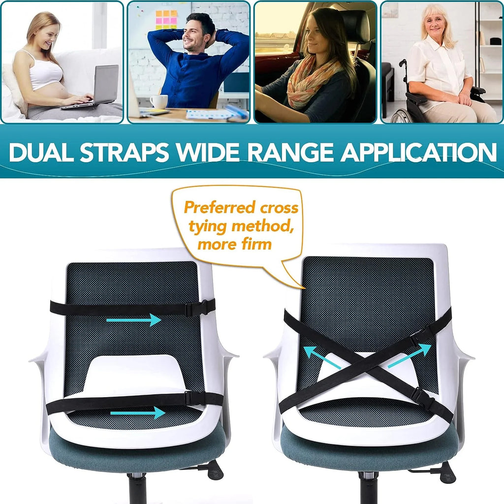 HEALTENCE Memory Foam Lumbar Back Cushion – Ergonomic Car & Office Support