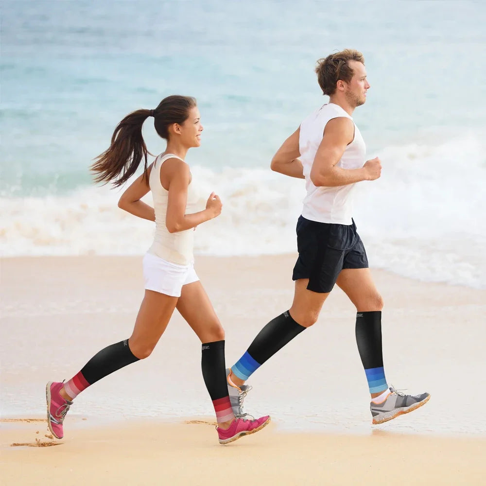 Sport Compression Calf Sleeves 20-30 mmHg – Footless Compression Socks for Shin Splints, Running & Cycling
