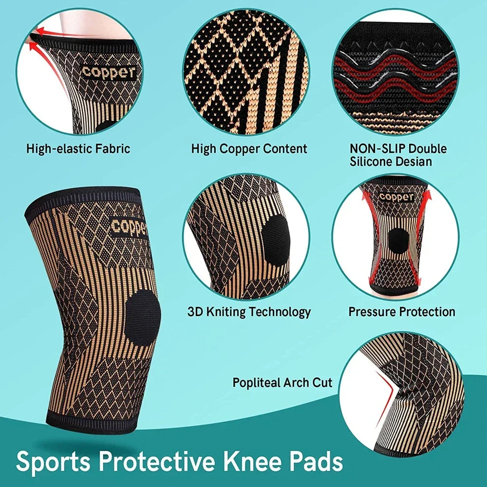 Copper Compression Knee Brace Sleeve – Arthritis Pain Relief & Joint Support