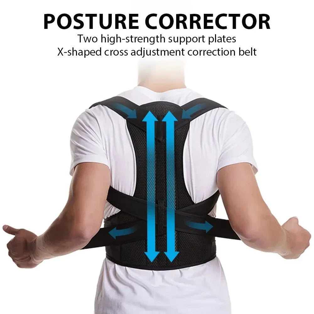 Adjustable Back Brace Posture Corrector – Lumbar & Shoulder Support Belt for Scoliosis in Men & Women