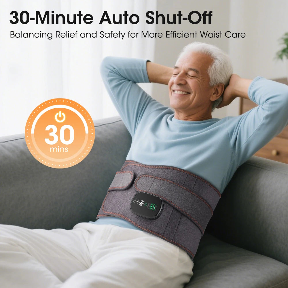 Cordless Hot Waist Belt Massager – Heated Vibration Lumbar Support Brace for Lower Back Pain Relief