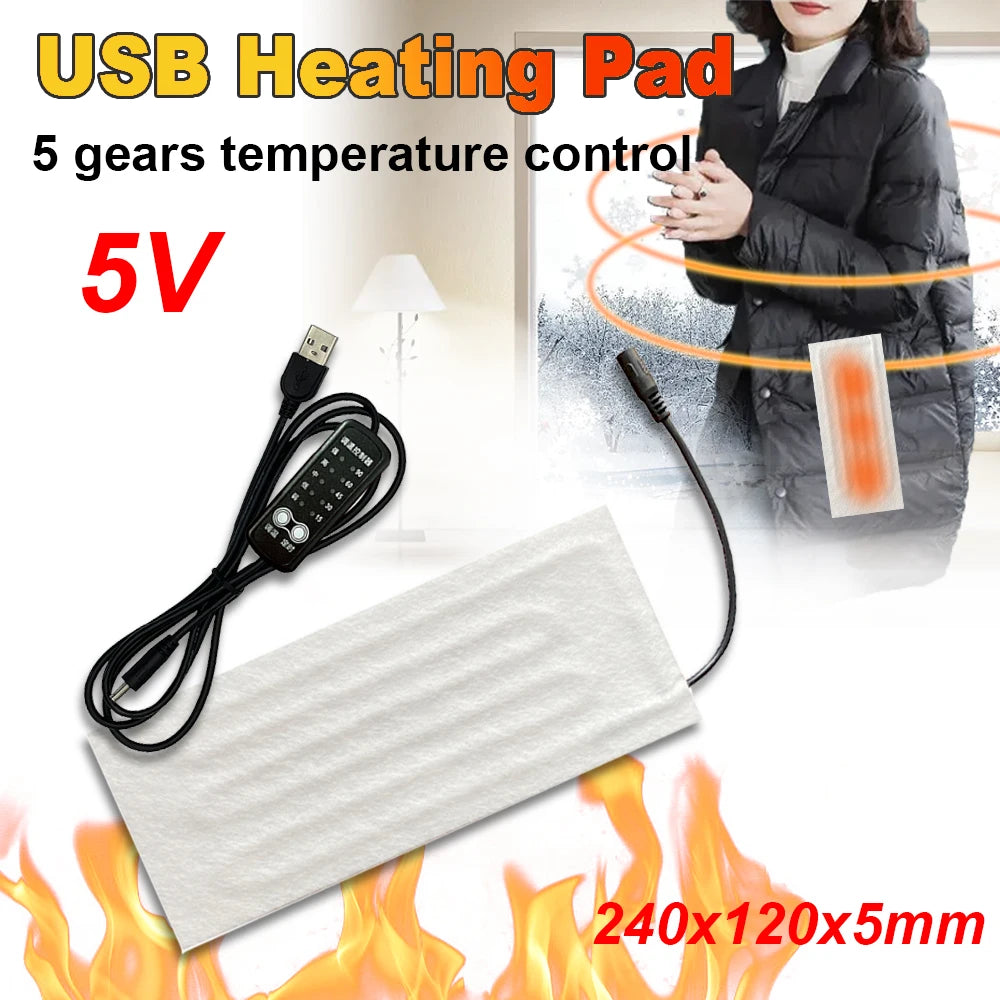 USB Warm Paste Heating Pad – 5V Electric Heating Film for Cervical Vertebra, Vest, Jacket, Shoes & Socks