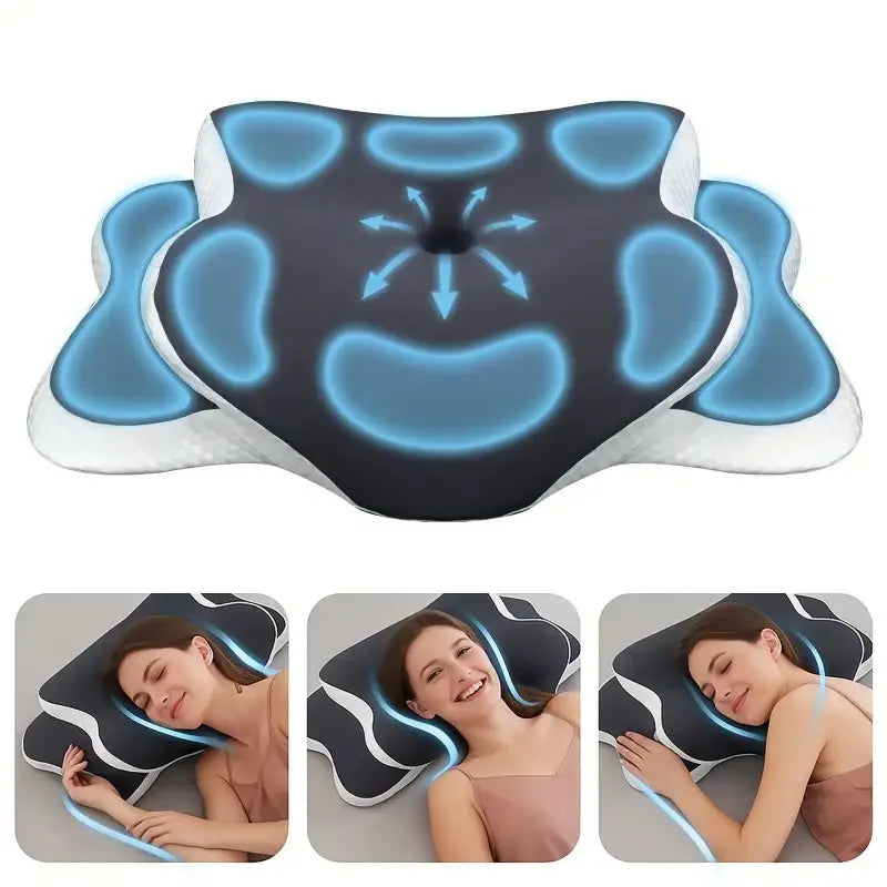 HEALTENCE Memory Foam Butterfly Neck Pillow – C-Shaped Adjustable Support