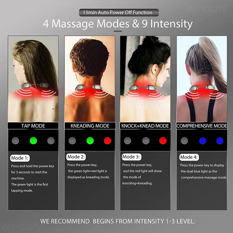 HEALTENCE Hanging Neck Massager – EMS TENS & Hot Compress