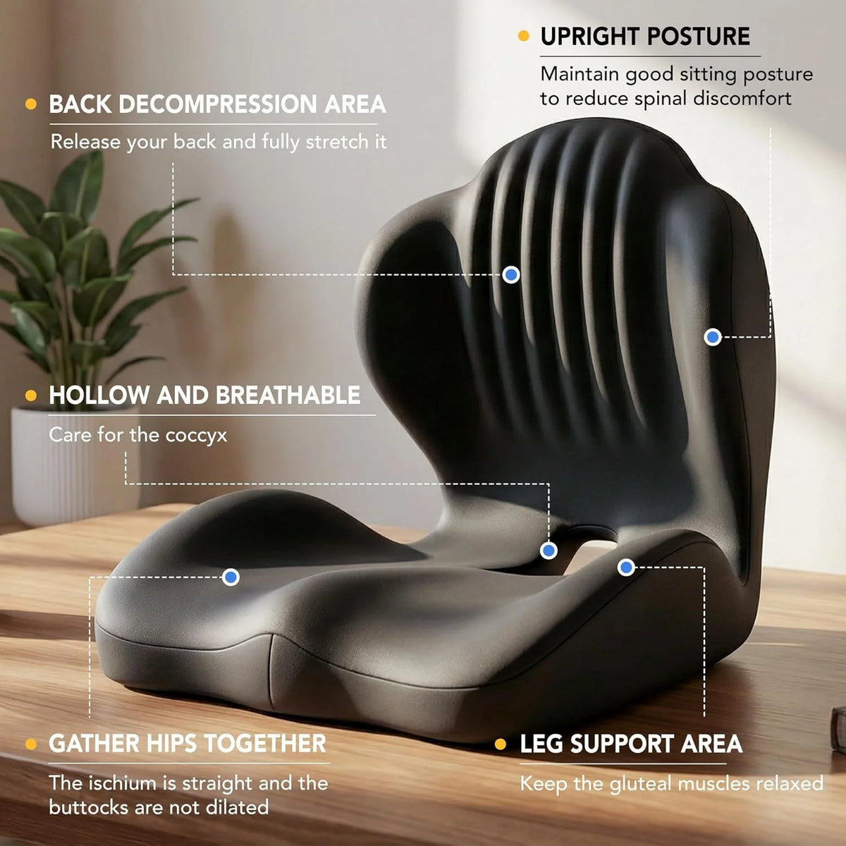 Ergonomic Memory Foam Seat Cushion – Lumbar Support for Office Chair & Car