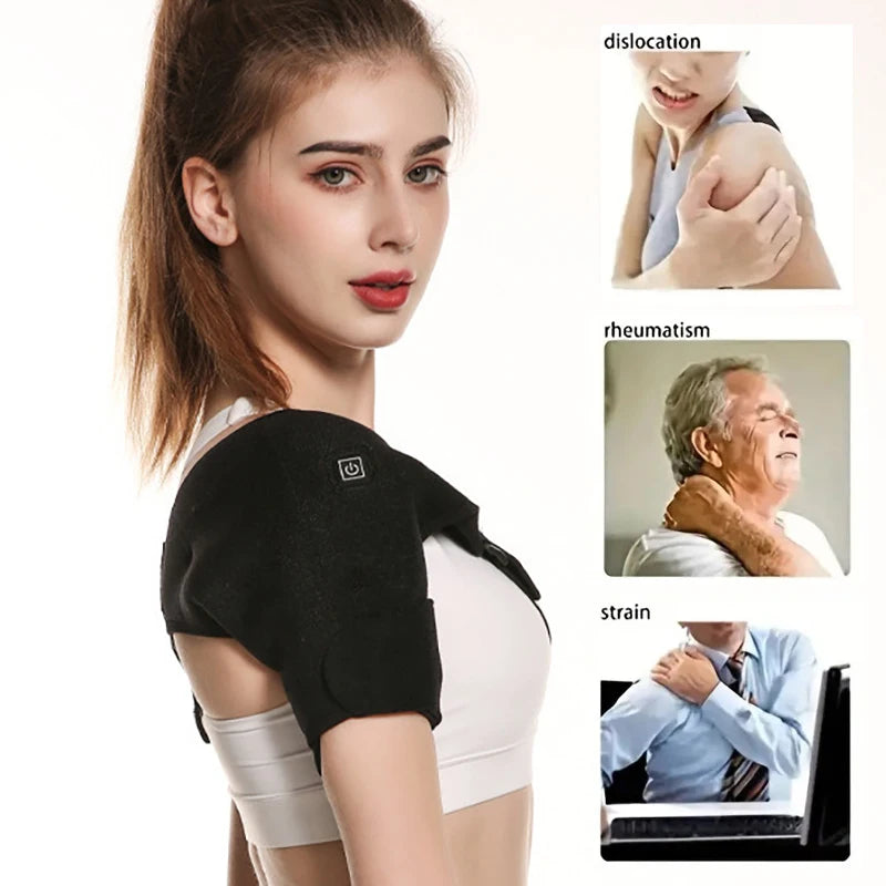 Electric Heated Shoulder Massage Brace – 3-Gear Warming Vibration Support Wrap
