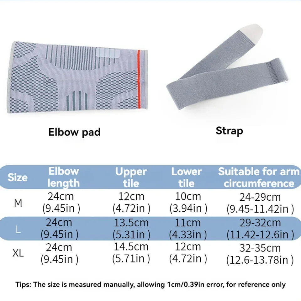 Silicone Compression Elbow Pads – 3D Knit Adjustable Elbow Support for Tennis, Basketball & Sports Injuries