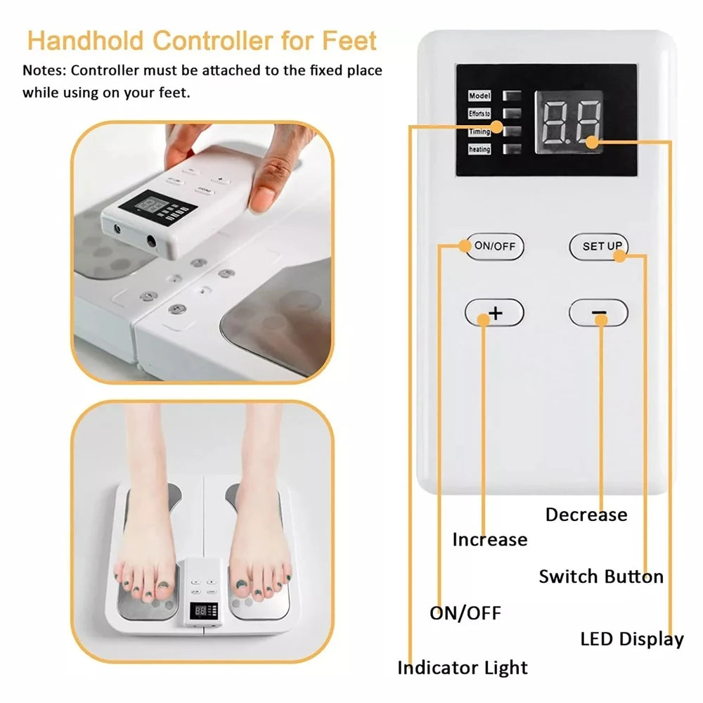 EMS TENS Foot Massager Electric Stimulator for Circulation Feet Legs Heating Pulse Muscle Massage Device