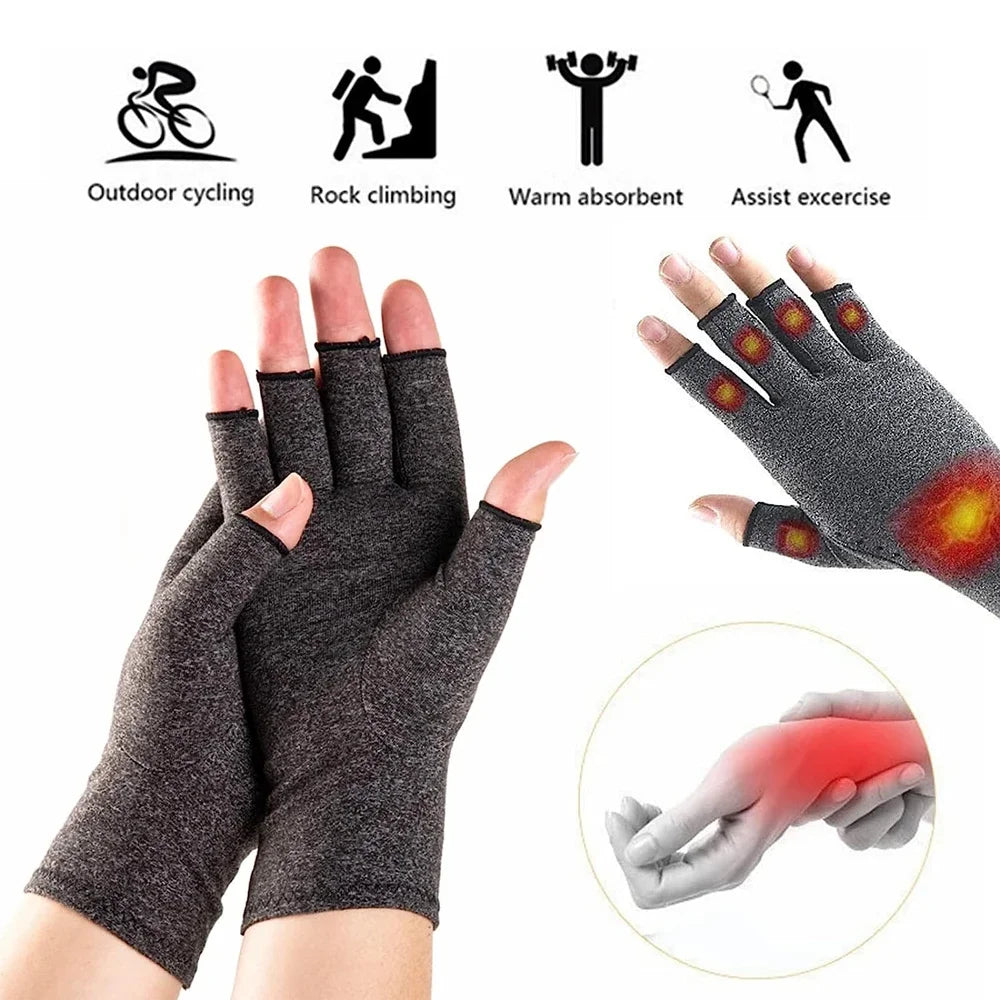 GOMOREON Arthritis Compression Gloves – Fingerless Hand & Thumb Support for Carpal Tunnel, Rheumatoid & Tendonitis