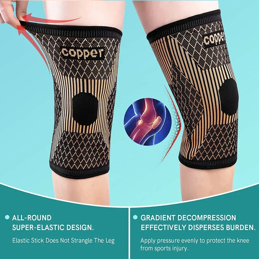 Copper Compression Knee Brace Sleeve – Arthritis Pain Relief & Joint Support