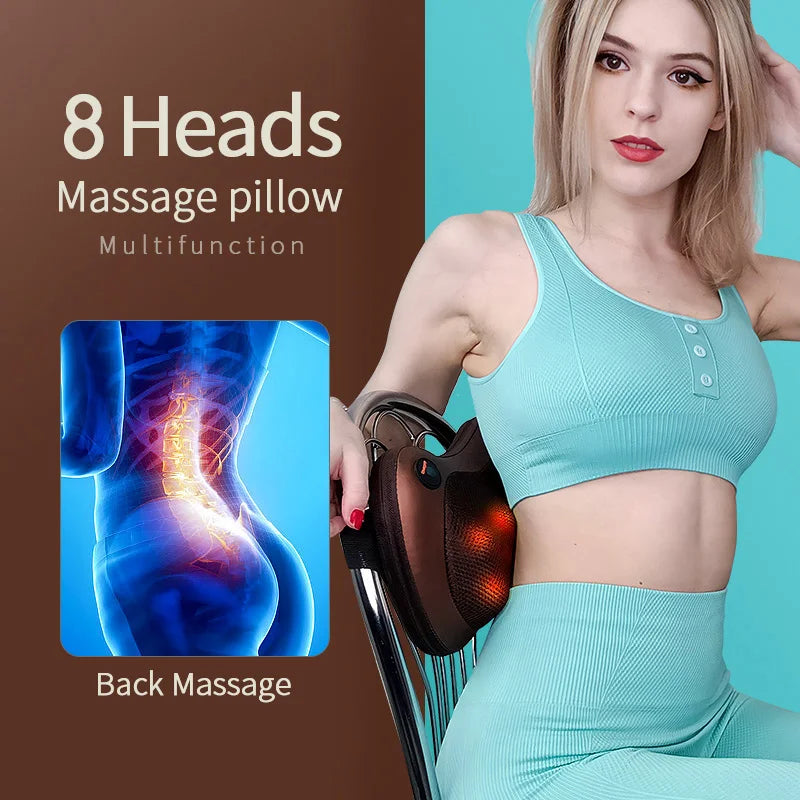 Electric Shiatsu Head & Neck Massager Pillow – Multifunctional Car & Home Relief