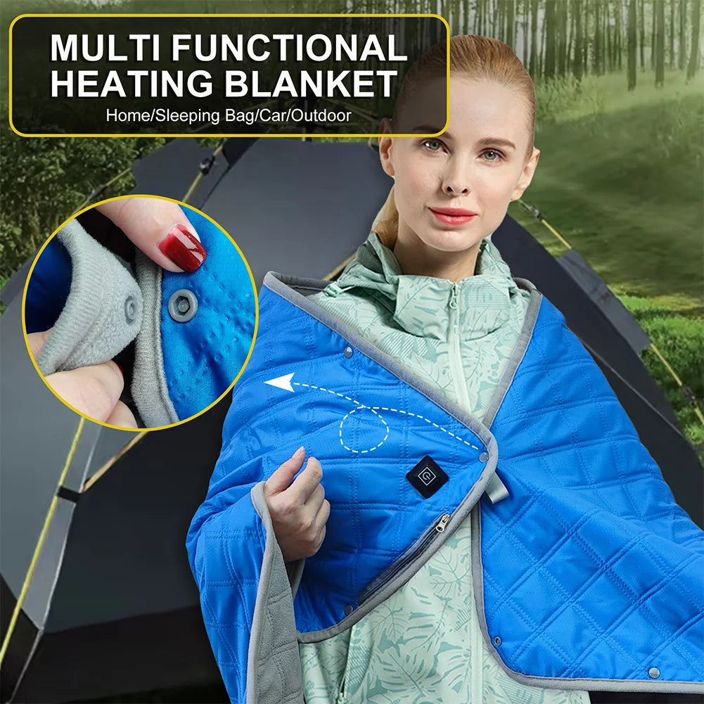Electric Heating Blanket – 3-Level Adjustable Sleeping Mat with 6 Heating Zones for Indoor & Outdoor Use