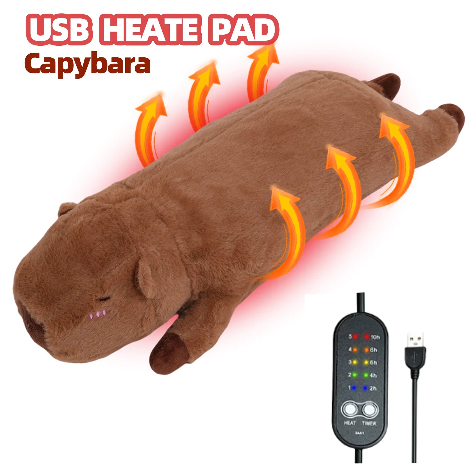 Electric Heating Pad for Period Cramps – Heatable Capybara Plush Stuffed Animal with Hot Belly for Women