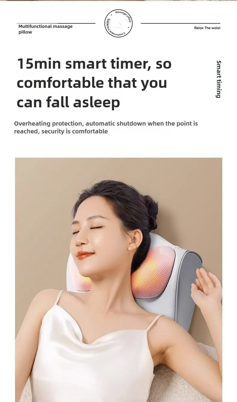 HEALTENCE Electric Shiatsu Neck Massage Pillow – Hot Compress Massager