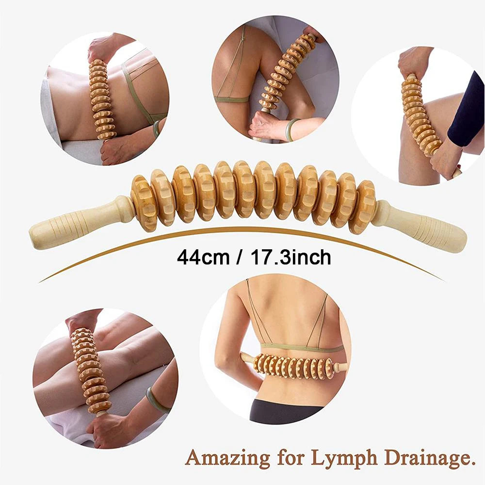 Curved Wood Massage Roller – Lymphatic Drainage Maderoterapia Anti-Cellulite Massager