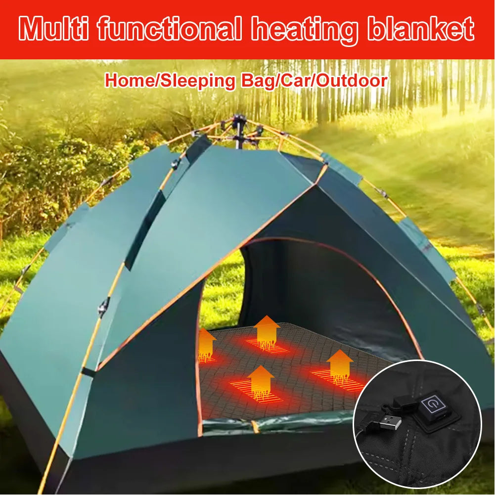 Electric Heating Blanket – 3-Level Adjustable Sleeping Mat with 6 Heating Zones for Indoor & Outdoor Use