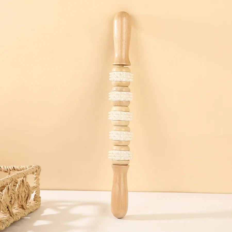 Wooden Body Massage Stick – Handheld Acupressure Tool for Neck, Back & Shoulder Pain Relief