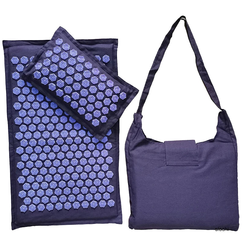 Nature Linen Coconut Palm Acupressure Yoga Mat – Lotus Spike Mat with Bag & Pillow Cushion (74x44cm)