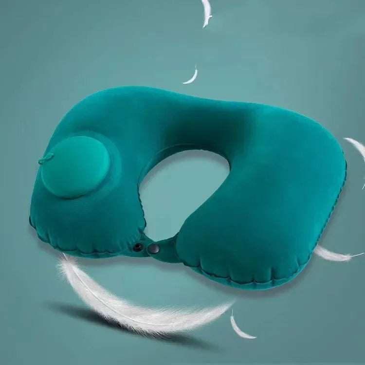 U-Shaped Inflatable Travel Neck Pillow – Press-to-Inflate