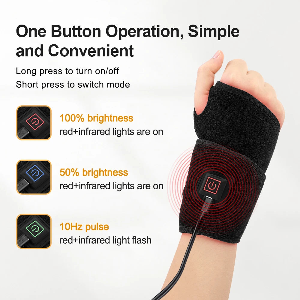 Red Light Therapy Wrist Strap – 660nm & 850nm LED Infrared Brace for Carpal Tunnel & Wrist Pain