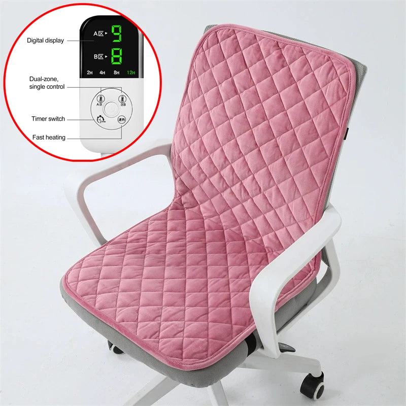 45x90cm Electric Heated Seat Cushion Office Chair Heating Mat Smart Timer Winter Warming Pad Integrated Backrest Pad 220V