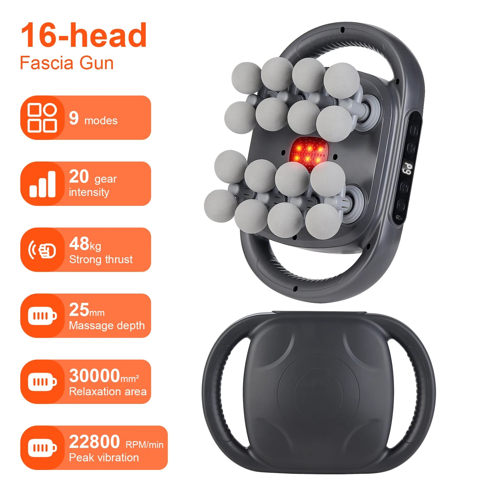 16-Head Fascia Gun – High-Frequency Vibration Body Massage Gun for Waist, Back, Neck & Shoulder Muscle Relief