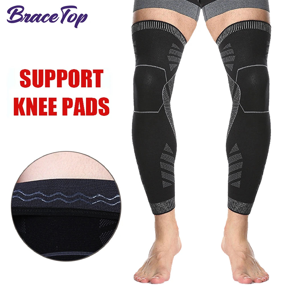 BraceTop Full Leg Compression Sleeves – Long Knee Brace & Leg Support for Basketball, Football & Knee Pain Relief