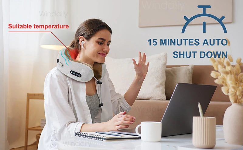 HEALTENCE 3D Shiatsu Neck Massager – U-Shaped Vibrating Pillow