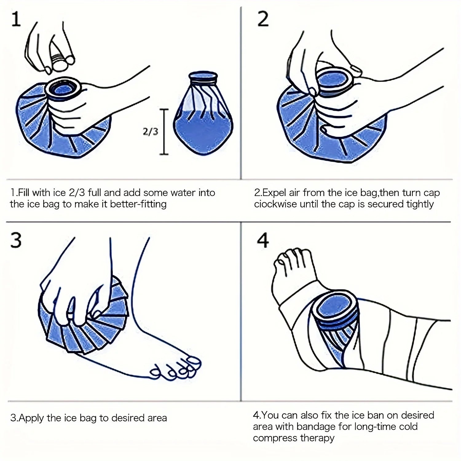 Reusable Ice Bag Set – 6", 9" & 11" Cotton Cold & Heat Pack for Knee, Head & Leg Pain Relief