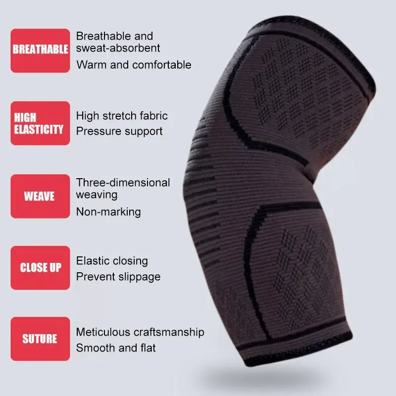 Elastic Nylon Elbow Support Pad – Sweat-Absorbing Arm Sleeve Brace for Gym, Basketball & Sports Safety