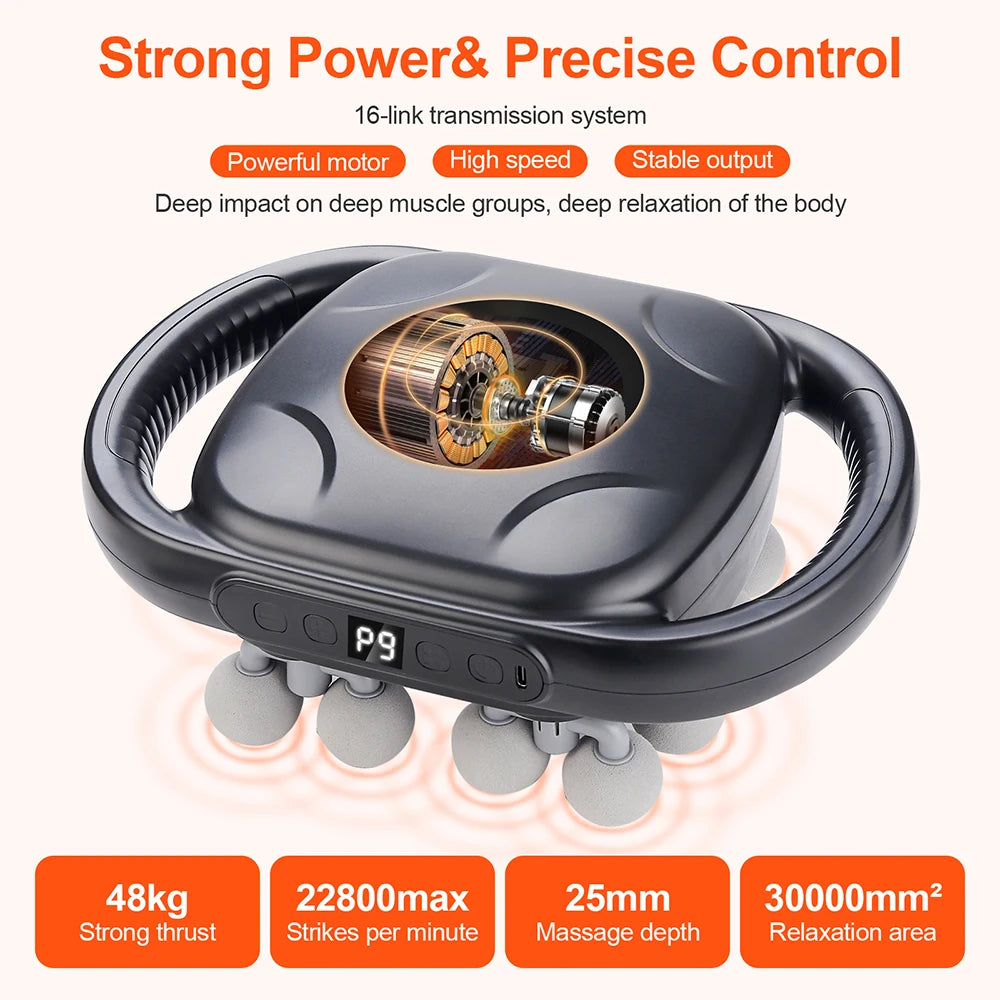 16-Head Fascia Gun – High-Frequency Vibration Body Massage Gun for Waist, Back, Neck & Shoulder Muscle Relief