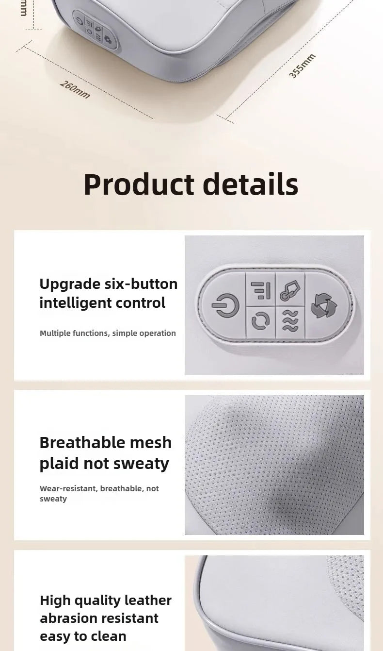 HEALTENCE Electric Shiatsu Neck Massage Pillow – Hot Compress Massager