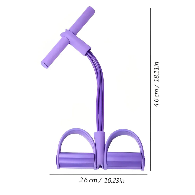 Four-Tube Pedal Tensioner – Multi-Functional Fitness Elastic Band & Tension Rope for Yoga & Abs