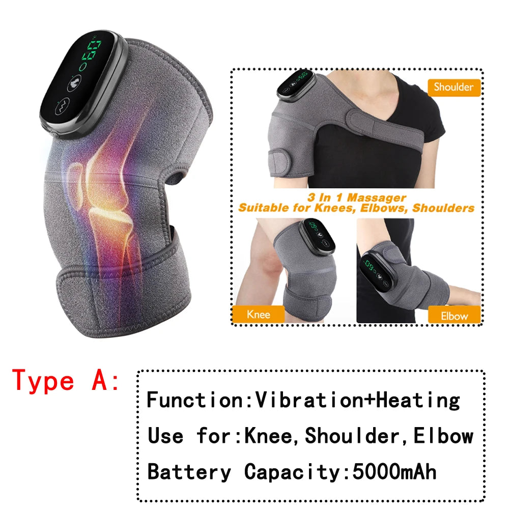 Electric Knee Pad Massager – Fast Heating Vibration with 5000mAh Battery for Knee, Shoulder & Elbow Joint Relief