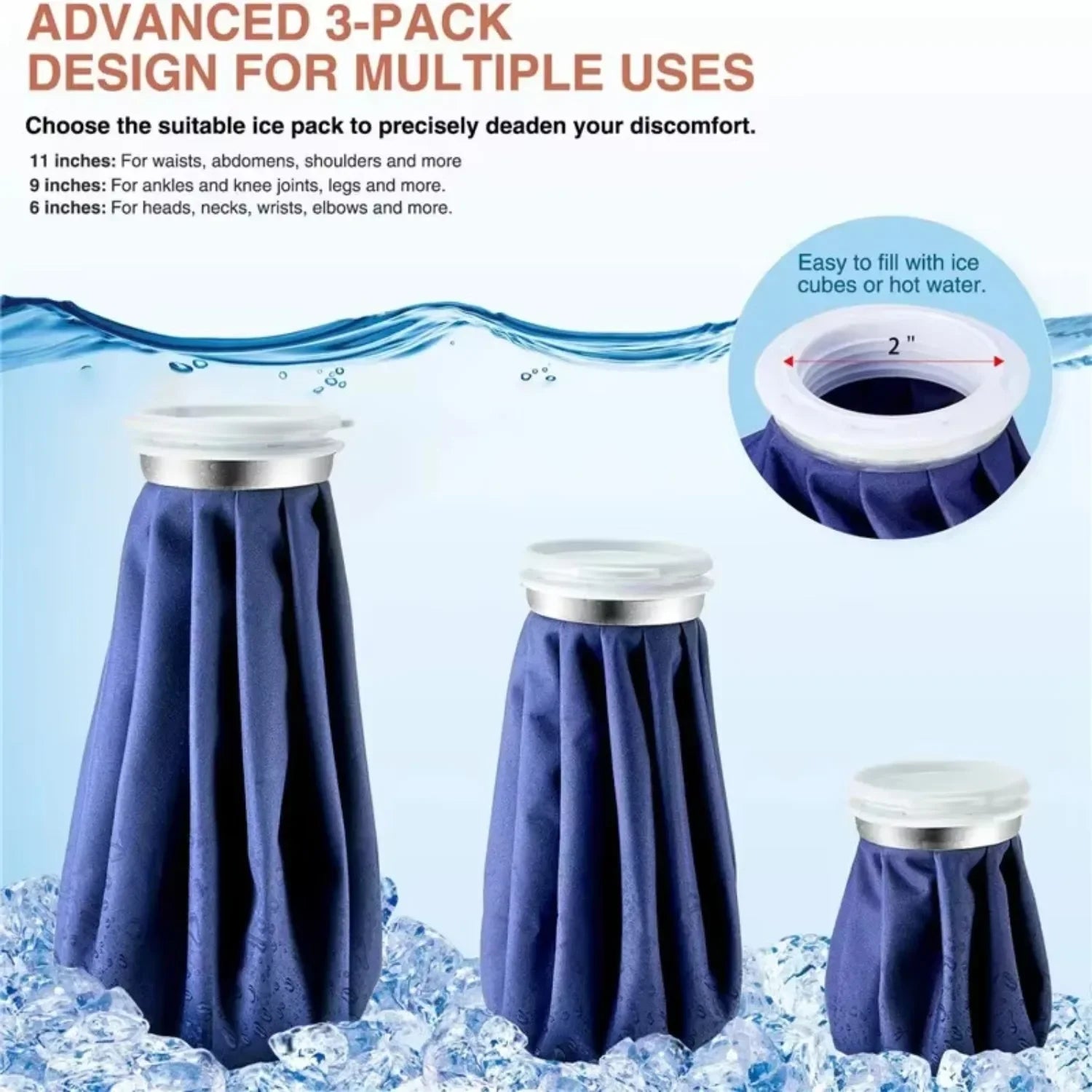 Reusable Hot & Cold Water Ice Bag – Pain Relief Pack for Arm, Calf, Knee, Ankle, Shoulder & Neck Sprains