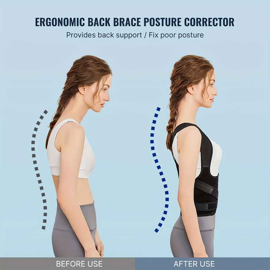 Unisex Back Brace Posture Corrector – Adjustable Shoulder Straightener for Upper Hunchback & Spine Correction