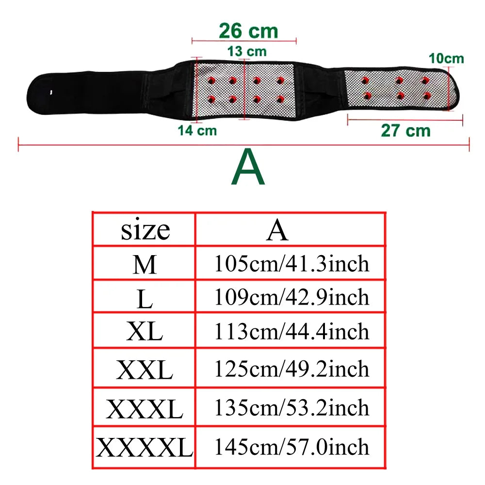 Tourmaline Self-Heating Magnetic Back Support Belt – Lumbar Pain Relief Brace