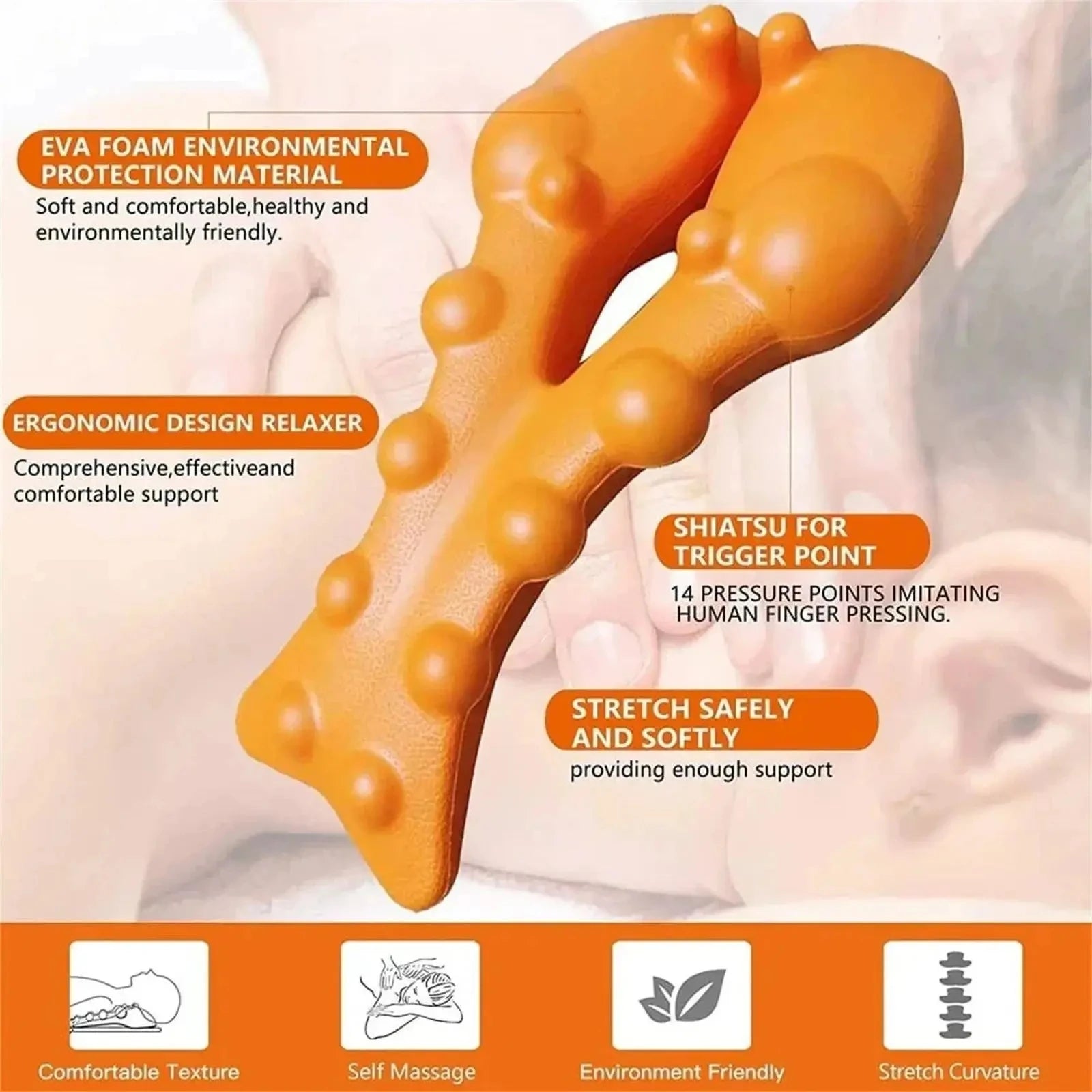 Cervical Traction Device & Neck Stretcher – Trigger Point Massager Tool for Neck & Shoulder Support