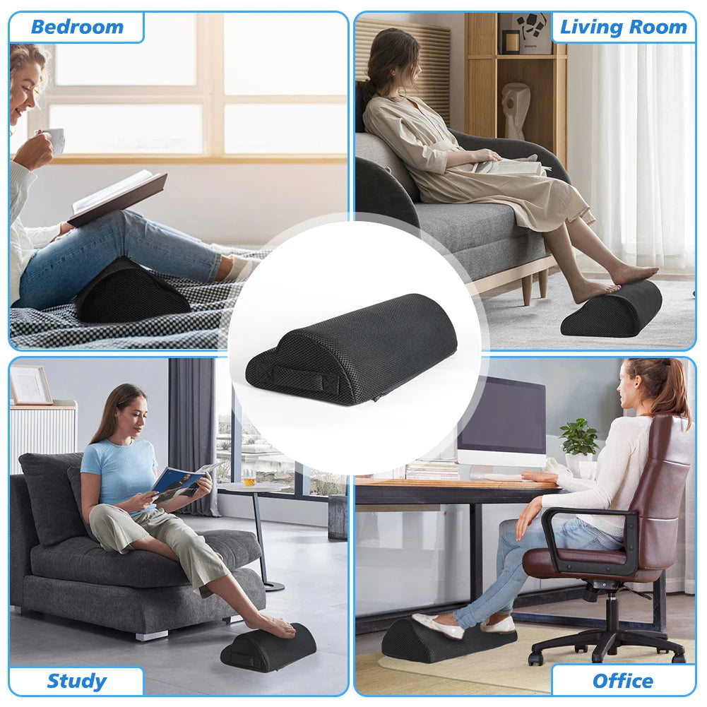 Memory Foam Office Foot Stool – Under Desk Footrest & Leg Elevation Pillow for Gaming & Home Office