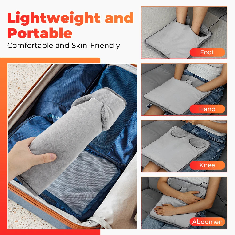Electric Foot Heating Pad – Household Foot Warmer Heater Mat with 4 Heat Levels & 4 Timers for Bed & Office