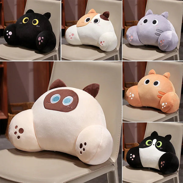 Thickened Cat Back Lumbar Support Cushion – Cute Calico Cat Sofa & Chair Throw Pillow for Home Decor