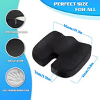HEALTENCE Memory Foam Coccyx Seat Cushion – U-Shaped Ergonomic Support