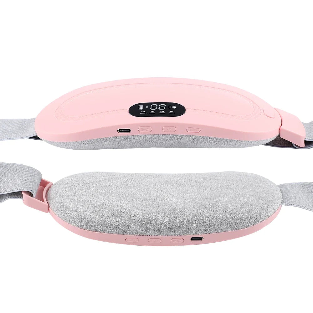 Electric Period Cramp & Waist Massager – Vibrating Heating Belt for Menstrual & Abdominal Pain Relief