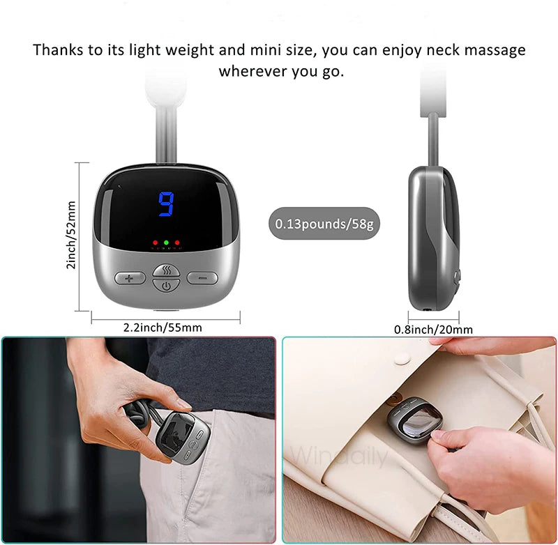 HEALTENCE Hanging Neck Massager – EMS TENS & Hot Compress